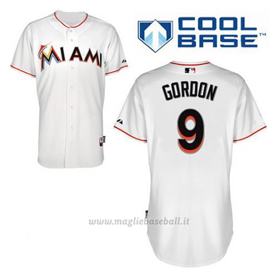 Maglia Baseball Uomo Miami Marlins Dee Gordon 9 Bianco 1ªCool Base